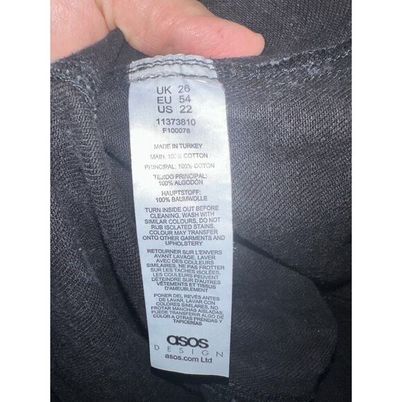 Size 22 ASOS DESIGN denim fitted pinny dress in washed black - Picture 5 of 5